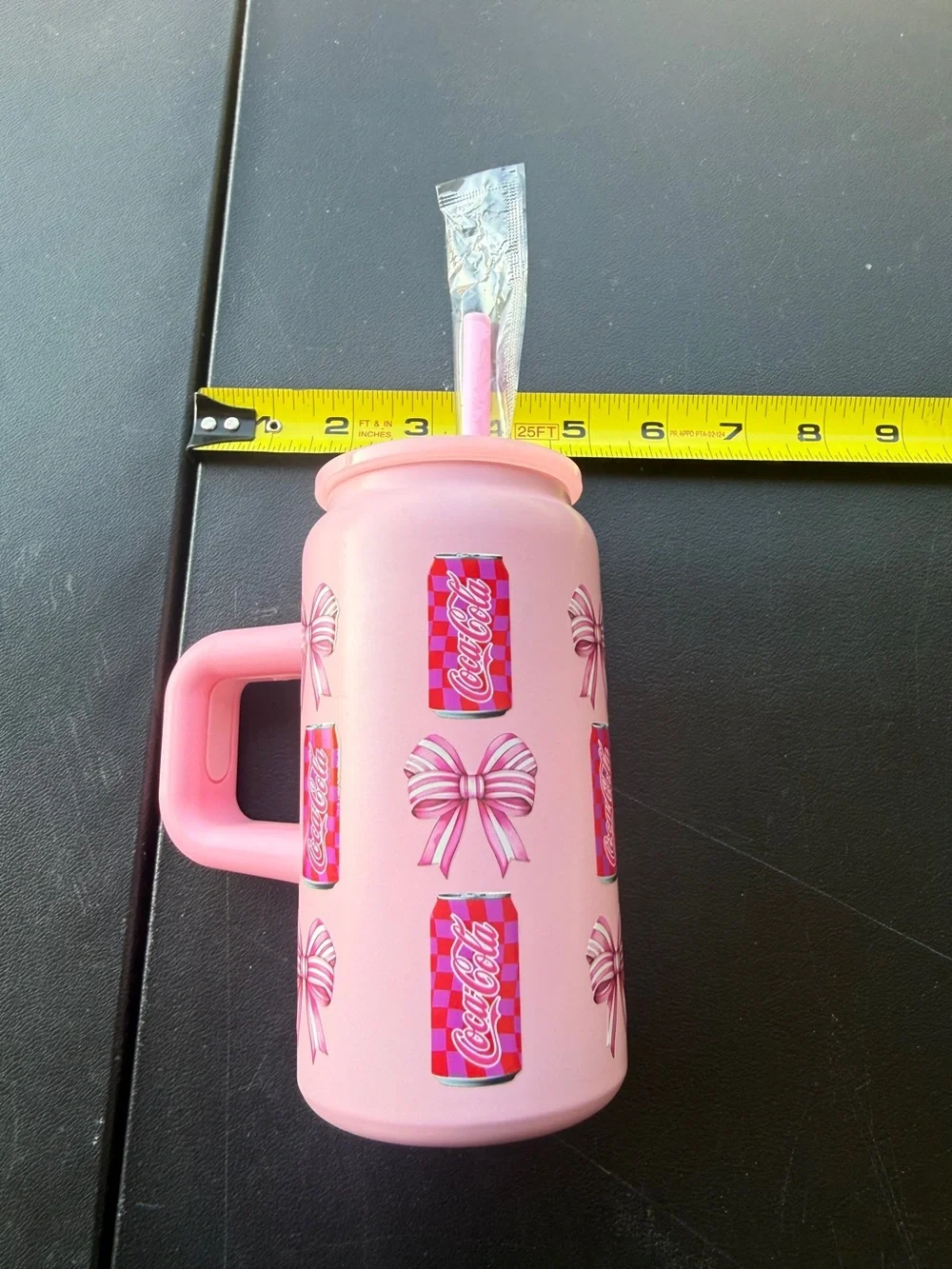Pink Coca Cola Patterned Insulated Party Tumbler with Straw